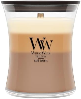 WoodWick Café Sweets Trilogy Tri-Scented Candle, Crackling Wick, 9.7oz by WoodWick