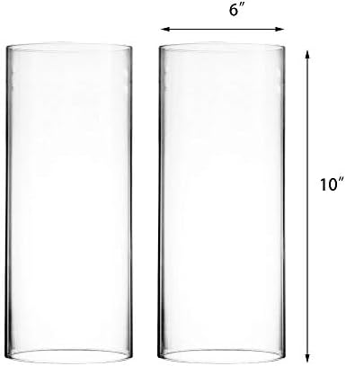 CYS EXCEL 2 PCS (H:10" D:6") Open Ended Glass Hurricane Candleholder Tube Shade | Open Flame Candle Chimney Tube Cover | Bottomless Cylinder - Image 2