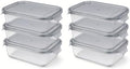 Glass Food Storage Containers with Lids — 12 Piece — 6 Containers + 6 Lids, 21.98 oz Each Glass, BPA-Free Leakproof Stackable Lids, Microwave, Oven & Dishwasher Safe — Ideal for Meal - Smoke Lid by DuraLiving