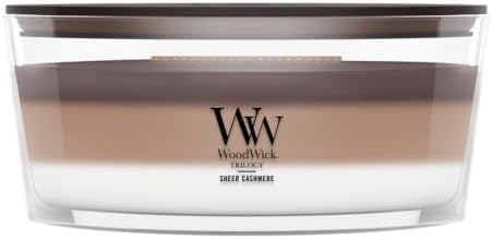 WoodWick Sheer Cashmere Tri-Scented Candle, Crackling Wick, 16oz by WoodWick