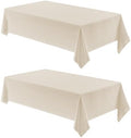 Veblandy 2 Pack Rectangle Tablecloth, 52x70 inch, Water Resistant Wrinkle Free Linen Textured Table Cloth Washable, Decorative Fabric Table Cover for Dining, Party and Camping, Beige by Veblandy