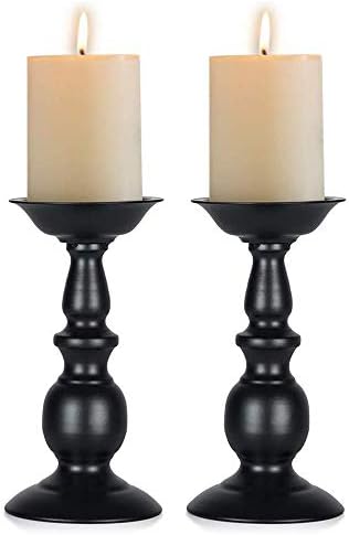 2 Pcs Black Pillar Candle Holders, Most Ideal for 3" Pillar Candles, Gifts for Wedding, Party, Home, Spa, Reiki, Votive Candle (2 x L) by Nuptio