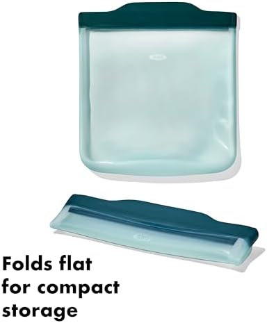 OXO Good Grips Silicone Reusable Bag - Sandwich Bag (28 oz), Lagoon - Image 7