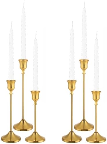 Candlestick Holders, 6PCS Metal Taper Candle Holder, Brass Gold Candle Holders for Candlesticks, Candle Holder for Wedding Fireplace Mantel Housewarming Gift by Tunyet