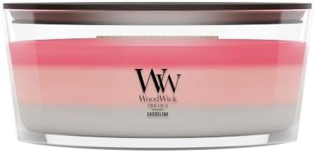 WoodWick Shoreline Trilogy Tri-Scented Candle, Crackling Wick, 16oz by WoodWick