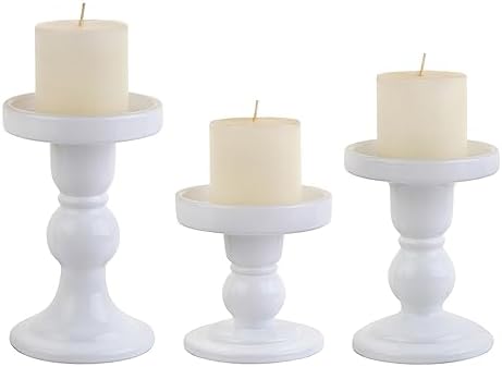 6-Piece Set of White Glass Candlestick, Crystal Candlestick Holder Holder and Conical Candle, Christmas Candle Holder Decoration, Family Living Room Wedding Candle Holder (white2sets) - Image 4