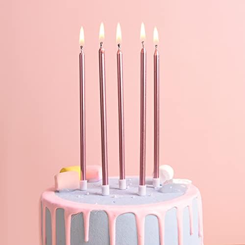 PHD CAKE 36-Count Rose Gold Long Thin Metallic Birthday Candles, Cake Candles, Birthday Parties, Wedding Decorations, Party Candles, Cake Decorations - Image 2