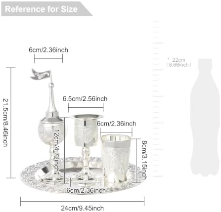 4-Piece Havdallah Set, Shabbat Havdalah Set with Candle Holder, Kiddush Cup, Spice Box, Retro Decorative Wine Set for Home Synagogue, Silver - Image 4