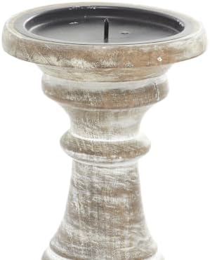 Deco 79 Mango Wood Decorative Candle Holder Turned Style Pillar Candle Stand, Set of 3 Candlestick Holder 6", 8", 10"H, Cream - Image 5