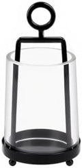 3.3" Wide Modern Farmhouse Metal Hurricane Candle Holder with Handmade Sturdy Glass Sleeve in Black for Tealight Candle & Plants, Glass Hurricane Lantern, Industrial, Minimalistic by Unknown