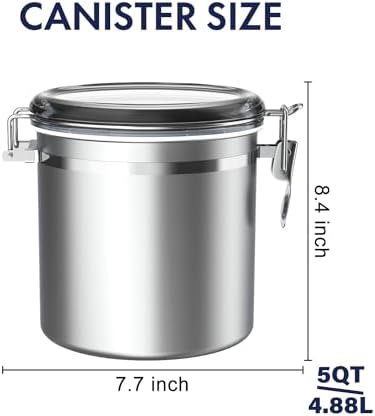 ENLOY 165oz Stainless Steel Airtight Canister for Kitchen with Clear Lid - Image 2