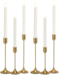 Brass Gold Candlestick Holders Set of 6, Metal Taper Candle Stick Holder by Batoslee