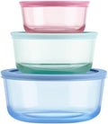 Pyrex Colors (3-Pack, Medium) Tinted Glass Round Food Storage Container Set by Pyrex
