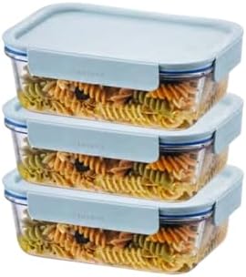 LocknLock LNG445S3M The Clear Borosilicate Glass Food Storage Containers with Lids, 6-Piece Set for Kitchen, Lunch, Meal Prep, Leftovers, Leakproof, Freezer, Microwave, and Dishwasher Safe, Mint by LocknLock