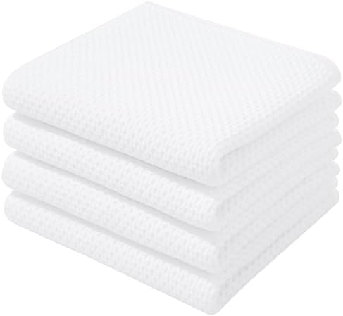 Homaxy 100% Cotton Waffle Weave Kitchen Dish Towels 4-Pack, White by Homaxy