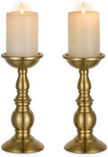 NUPTIO Pillar Candle Holder Brass: Gold Tall Candles Stand for 3" Pillars by Nuptio