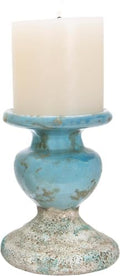 Creative Co-Op Large Distressed Blue Terracotta Pillar Candle Holder,5.5" W x 6.5" H (Pack of 6) by Unknown