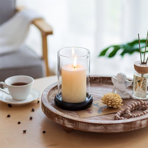 Sziqiqi Black Hurricane Candle Holder, Pillar Candle Holder with Glass - Image 2