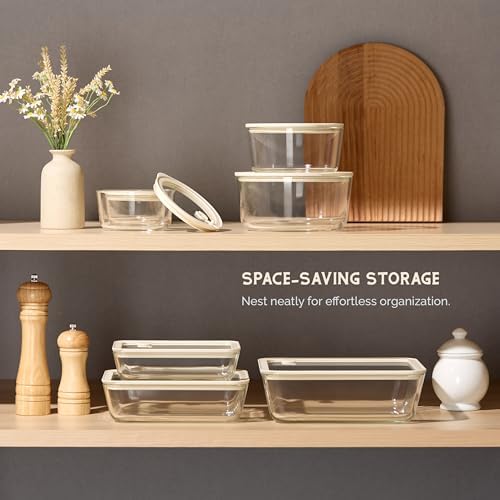 Vase & Vessel Glass Nesting Bowls, Circular, Set of 4, Clear/Beige - Image 6