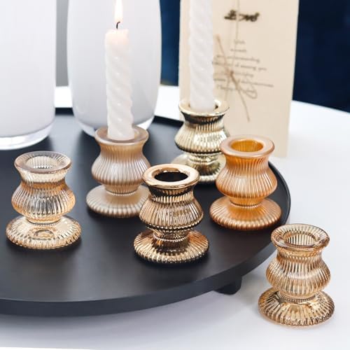 WDHODEC Gold Candlestick Holders 12PCS Glass Taper Candle Holders for Table Centerpiece Colorful Candle Sticks for Wedding, Party and Festival Decoration - Image 2