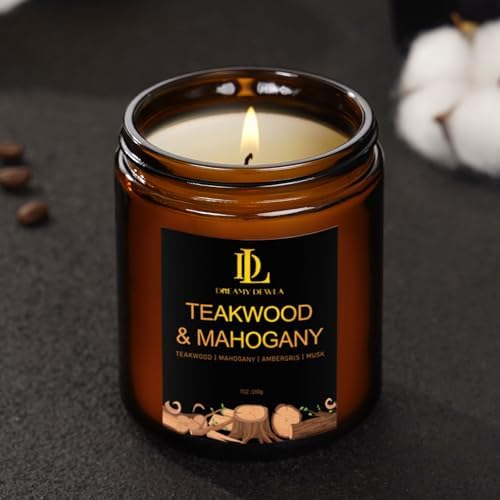 Teakwood & Mahogany Candles, Teakwood Mahogany Scented Candle, Natural Soy Candles for Home Scented, Long Lasting with 50 Hour Burn Time, Gifts for Men Women - Image 5