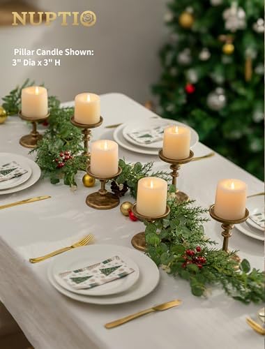 NUPTIO Gold Candle Holders for Pillar: Antique Brass Cast Iron Candle Stand - Image 3