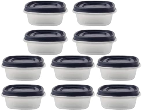 Food Storage Containers, Rubber Maid, Blue, 1.25 Cup Food Storage Containers, 20 Piece Set, Easy Find Lids, 10 Containers, 10 Lids by Utensilux