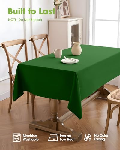 Pureegg Rectangle Poly Linen Tablecloth Waterproof & Stain Resistant, Wrinkle-Free Table Cloth Adds Elegance and Protection, Ideal for Dining, Party, Wedding and Outdoor, 52 x 70 Inch, Green - Image 4