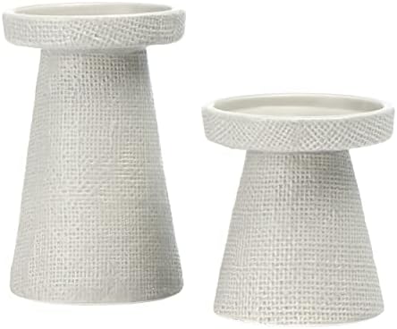 Main + Mesa Stoneware Pillar & Taper Candle Holders, Set of 2 by MainMesa