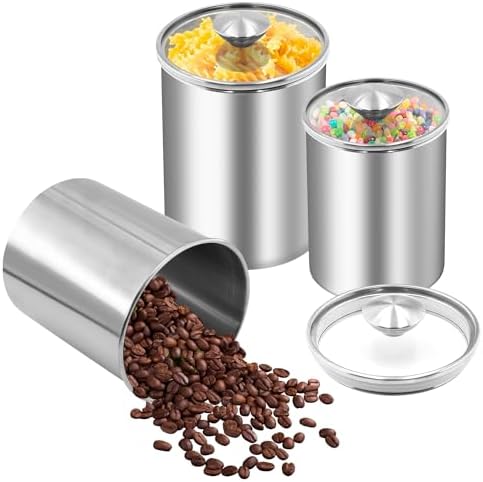 ENLOY 3-Piece Stainless Steel Food Storage Canister Set with Clear Lid by ENLOY