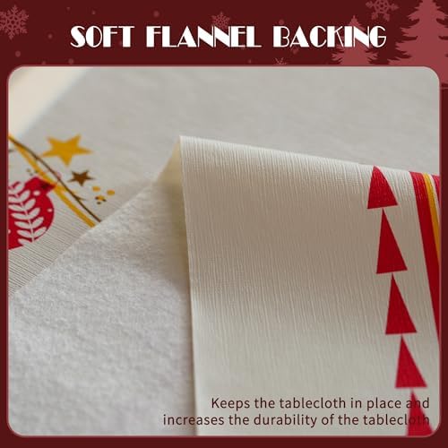 Christmas Rectangle Table Cloth,100% Waterproof Tablecloth,Christmas Decorations for Home, Vinyl Tablecloth Plastic Table Cover for Party，Picnic,Dining,Outdoor 54" x 102",Merry Ribbon - Image 5
