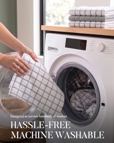 Bumble Dish Cloths (6-Pack), 100% Cotton Kitchen Towels, 12"x12" - Gray - Image 7