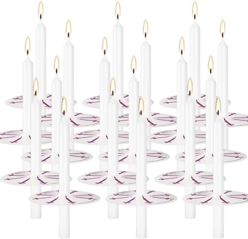 YOROXRG 100 pcs Church Candles with Drip Protectors for Devotional Candlelight Vigil Service, Unscented White 5" H X 1/2" D, No Smoke, Shabbat, Praye - Image 2