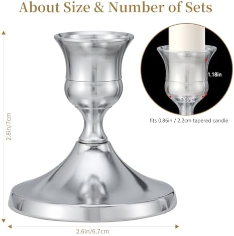Candlestick Holders Taper Candle Holders, 24PCS Silver Candle Holder Set for Table Centerpiece, Vintage Candle Stand for Table Centerpieces, Home Decor,Weddings,Festival and Parties - Image 2