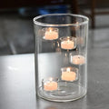 Glass Cylinder Hurricane Candle Holder for Tea Light Pillar Candle Holders Table Centerpiece, Clear Decorative Geometric Candle Holder for Wedding, Party(No.02) by Bigsee
