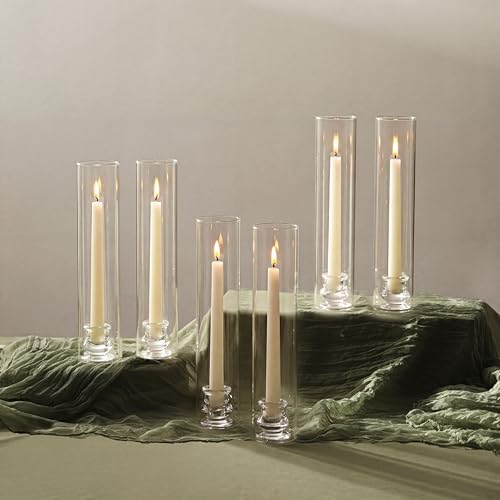 NUPTIO Hurricane Candle Holders for Table Centerpiece- 12" H Set of 6 by Nuptio