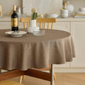 Decorelia Waterproof Round Tablecloth for Round Dining Table, Decorative Rustic Soft Wipeable Table Cloths Cover Indoor Outdoor Use for Holiday,Wedding, Kitchen (70 Inch,Round (4-6 Seats),Coffee) by Decorelia