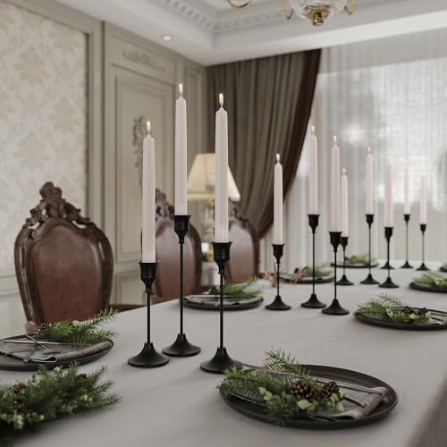 NLBTW Set of 12 Black Taper Candle Holders, Candlesticks Holders Bulk Decorative，Vintage Candlestick Holder Decorative Metal Candle Sticks Home Decor Centerpieces for Table Mantel Festive Decorations - Image 3