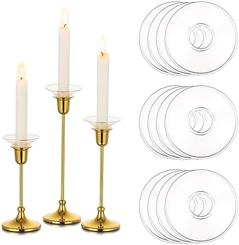 Glasseam Candle Drip Protectors, 12Pcs Clear Glass Bobeches for Candlestick by Glasseam