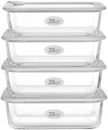Glass Food Containers with Glass Lid, Microwave Safe Food Storage Container Set, 4 Pack of 35oz, Large Size Airtight Storage Set with Leak Proof Lids, Meal Prep Containers by Eco-Evo