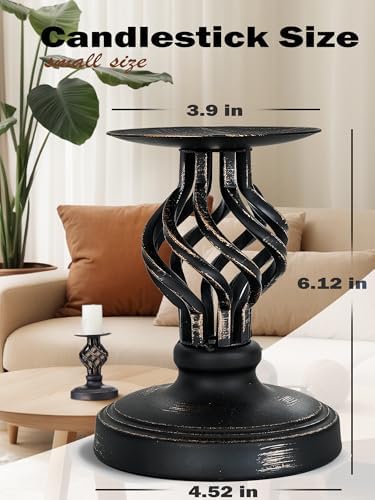 Vintage Metal Pillar Candle Holder for Table Decor - Image 3