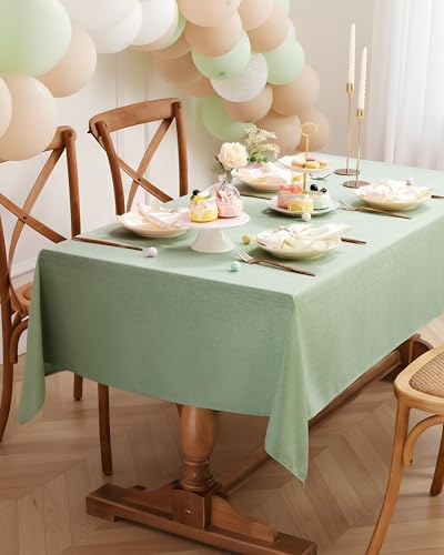 Pureegg Rectangle Linen Tablecloth Waterproof & Stain Resistant, Wrinkle-Free Table Cloth Adds Elegance and Protection, Ideal for Dining, Party, Wedding and Outdoor, 52 x 70 Inch, Sage Green - Image 6