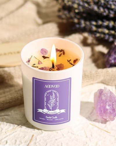 AOOVOO Lavender Scented Candle Set 2 Pack - Aromatherapy Candle with Crystals Inside, 14oz Soy Candles for Home Scented, Birthday Gifts Mothers Day Candle for Women Mom - Image 5