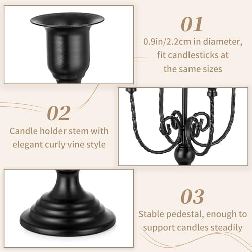 Sziqiqi Black Candelabra Candle Holder: 5 Arms Candelabra for Halloween - Image 6