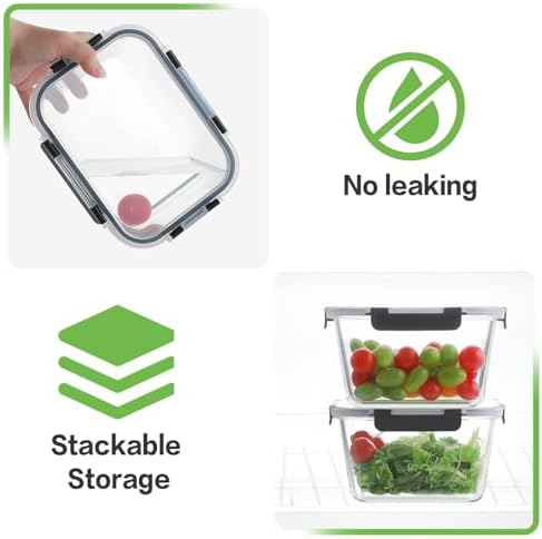 4 Pieces 63oz Large Glass Food Storage Containers with Lids for Meal Prep - Image 5