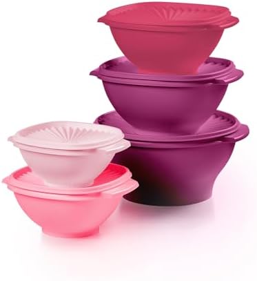 Tupperware Heritage 10-Piece Vintage Pink Set (5 Bowls, 5 Lids) by Tupperware
