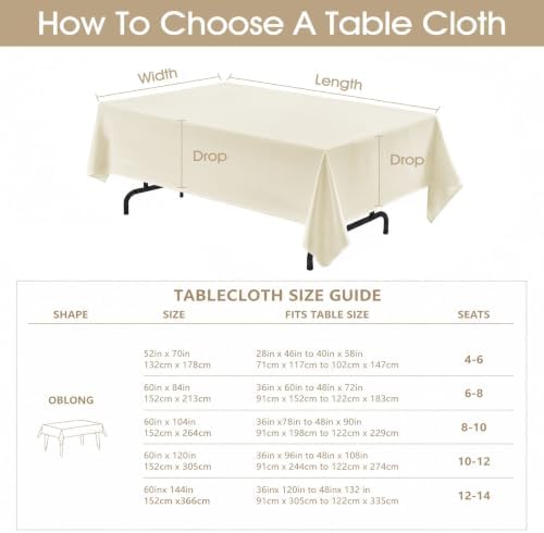 Veblandy Rectangle Tablecloth 60x84 inch Linen Textured Waterproof Table Cloth Stain and Wrinkle Resistant Washable, Decorative Fabric Table Cover for Outdoor and Indoor Use, Ivory - Image 6