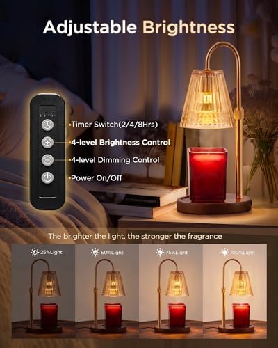 Candle Warmer Lamp with Dimmer & Timer, Adjustable Height for Jar Candles, Birthday Gifts for Mom Women Sister, Wax Warmer for Jar Candles (2 Pack) - Image 4