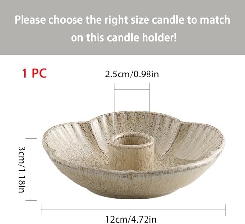 Ceramic Taper Candle Holder, Candlestick Holder with Tray Base - Image 6