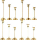 Vintage Gold Brass Taper Candle Holders for Candlesticks, Fireplace & Party - Set of 3 by BEZURA